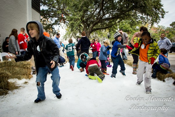 Bring the kids to play in the snow on Snow Day at the Festival of Trees in downtown on Sunday, December 4th. ESPB photo