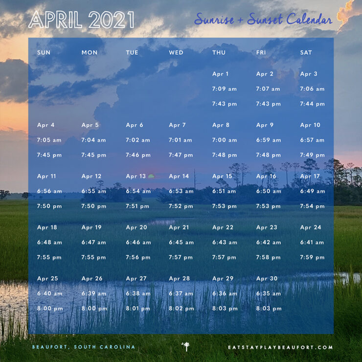 Beaufort, SC Sunrise and Sunset Times Calendar 2021